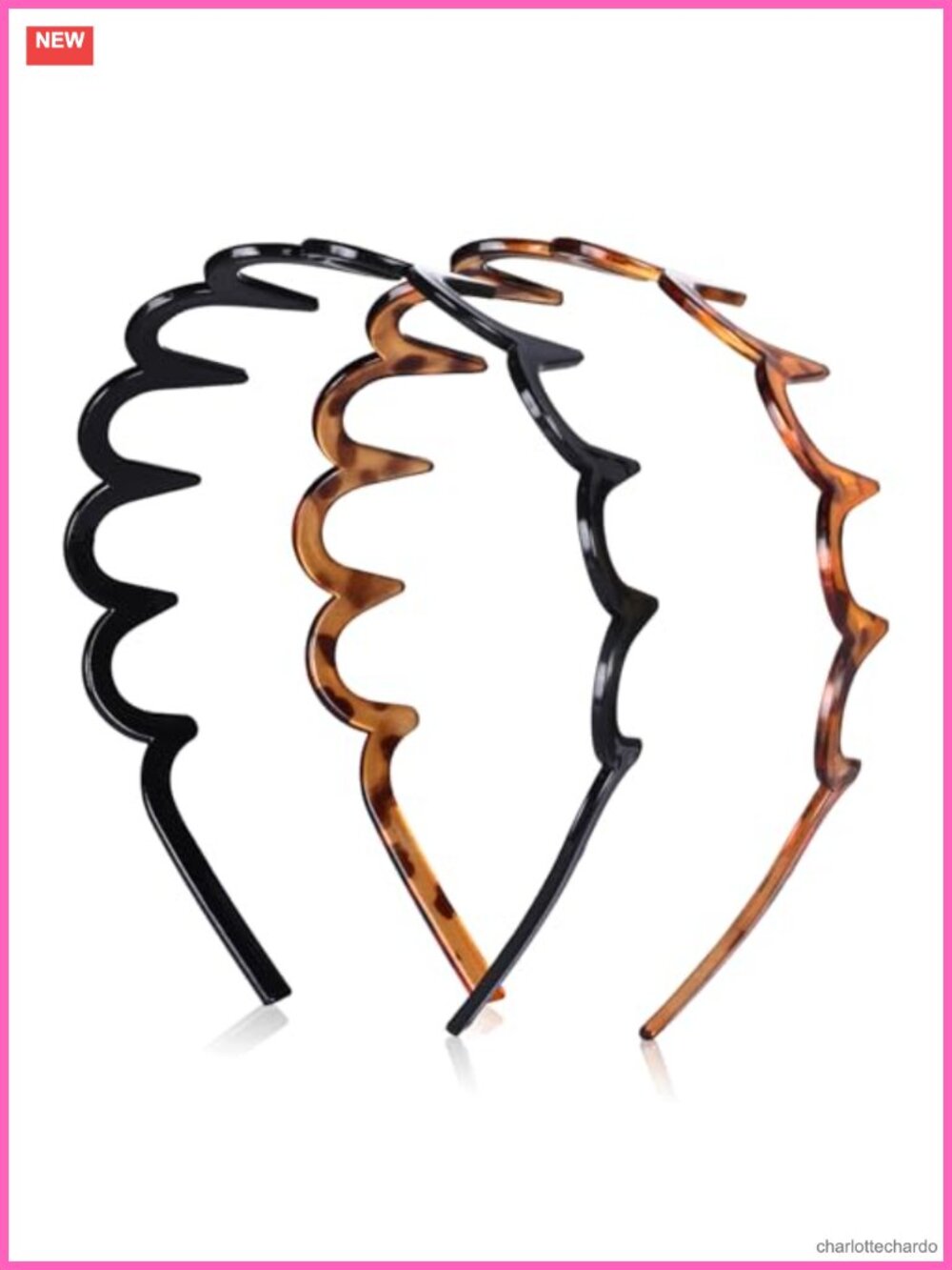 2 Pack Zig Zag Headbands Non-Slip Wavy Plastic Hair Comb U-Shape Korean Style